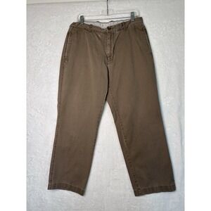 J Crew Mens Khaki Color Pants 34 X 30 Flat Front Regular Fit